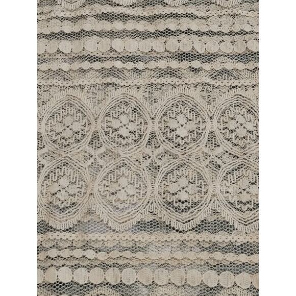 Elodie Lace Sheer Tunic Tank Top Scoop Neck High Low Hem Cream Beige Womens S - Picture 4 of 7